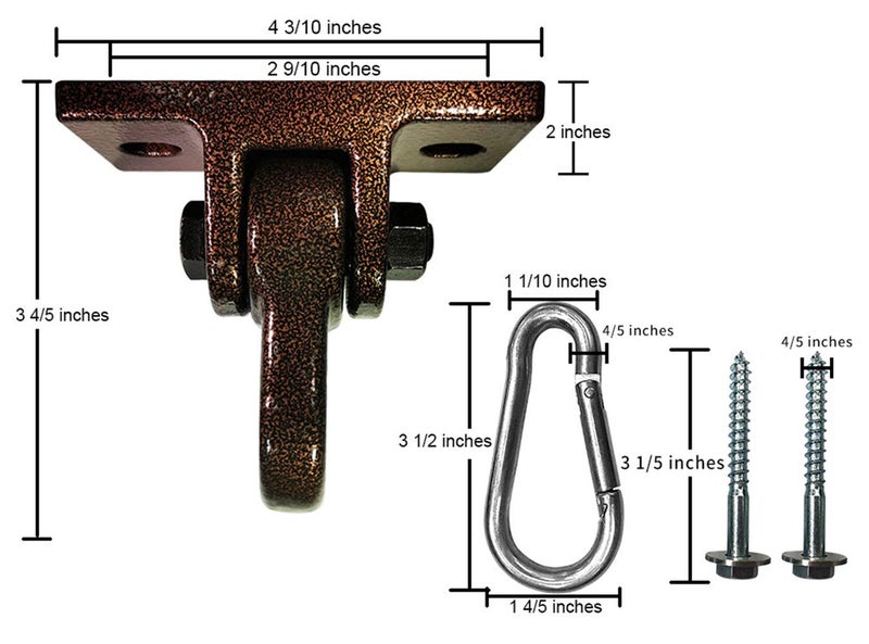 ABUSA Heavy Duty Bronze Swing Hangers Screws Bolts Included Over 5000 lb Capacity Playground Porch Yoga Seat Trapeze Wooden Sets Indoor Outdoor (2 Pack) - Image 4